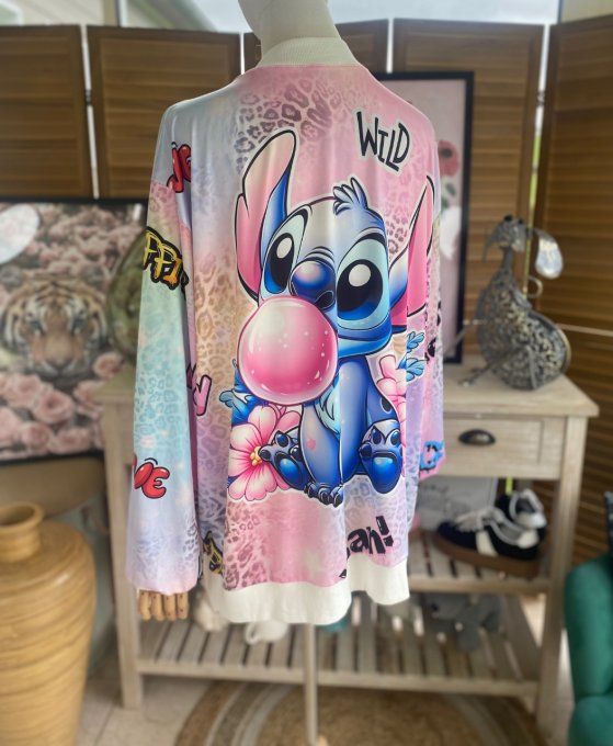 Blouson fin bombers ample multicolore Stitch Bubble du 40 au 50 et même + 
