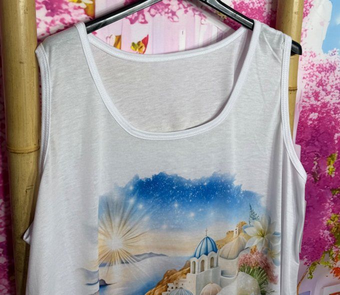 Débardeur trapèze blanc Santorin Greece Vibes du 40 au 50/52 