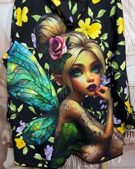 Coupe-vent à capuche déperlant La Fée Clochette du 38 au 50/52 et même + si porté ouvert