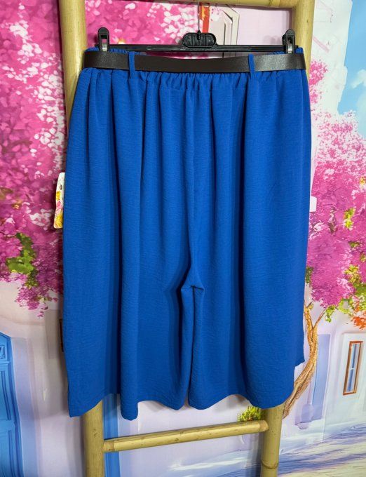 Bermuda Jort cuisses larges Bleu Royal + mousqueton porte-clés + ceinture douceur +++ du 40 au 54