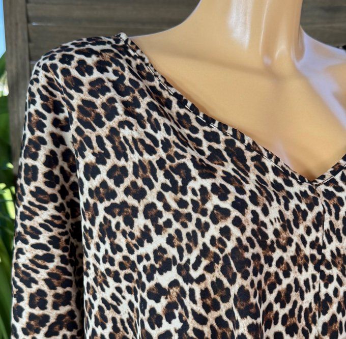 Robe longue oversize Léopard choco noir beige du 42 au 52 