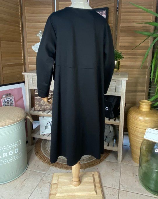 Robe patineuse asymétrique noire sequins brillants noirs du 36 au 46 