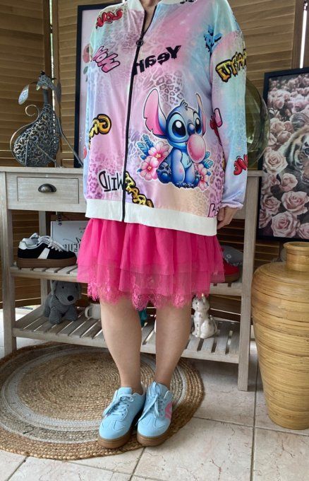 Blouson fin bombers ample multicolore Stitch Bubble du 40 au 50 et même + 