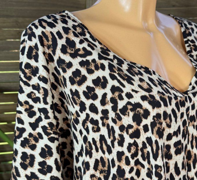 Robe longue oversize Léopard caramel beige noir du 42 au 52  