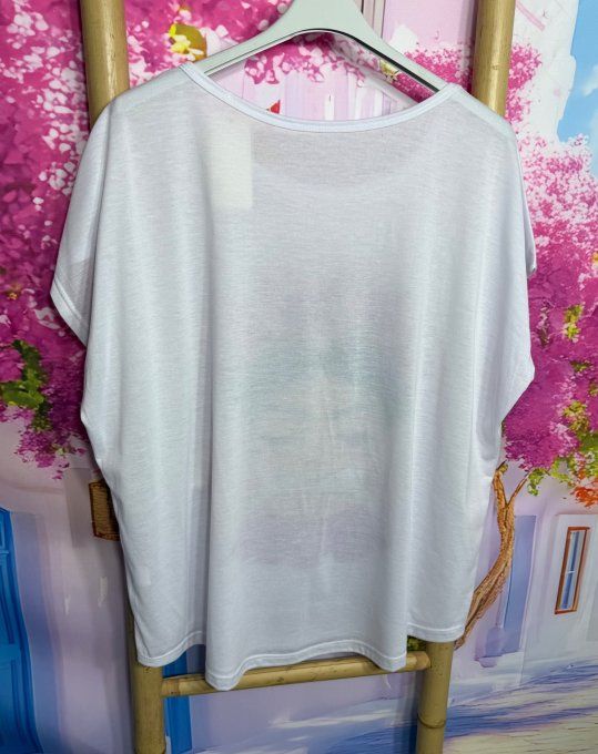 Tee-shirt ample blanc Frida Kahlo Purple Mood du 38 au 50/52  