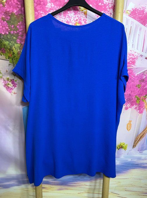 Tunique trapèze oversize bleu royal Good Day La Mode léopard argenté du 42 au 54 