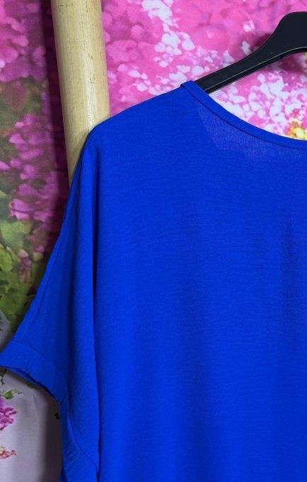 Tunique trapèze oversize bleu royal Good Day La Mode léopard argenté du 42 au 54 