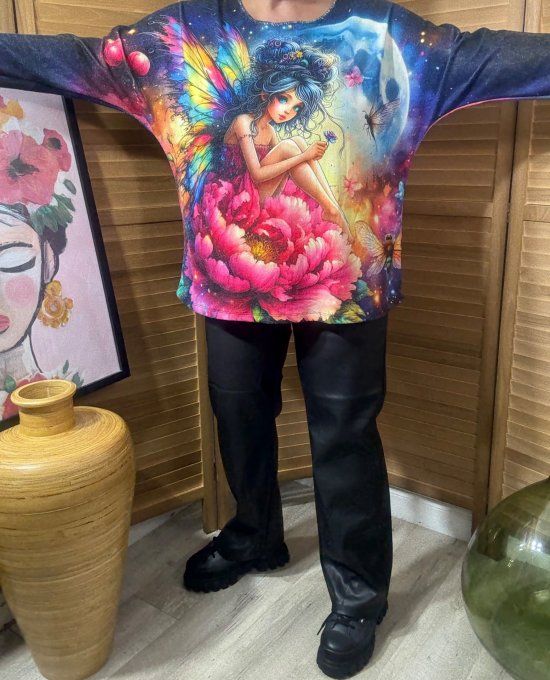 Pull fin ample multicolore La Fée Papillon douceur +++ du 40 au 52 