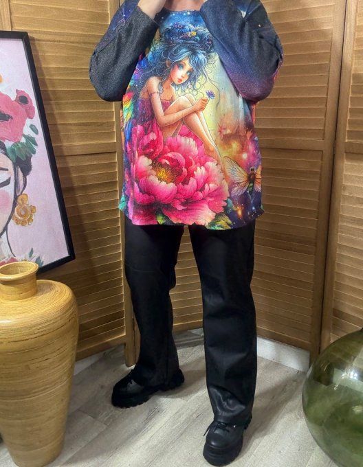 Pull fin ample multicolore La Fée Papillon douceur +++ du 40 au 52 
