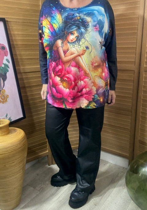 Pull fin ample multicolore La Fée Papillon douceur +++ du 40 au 52 