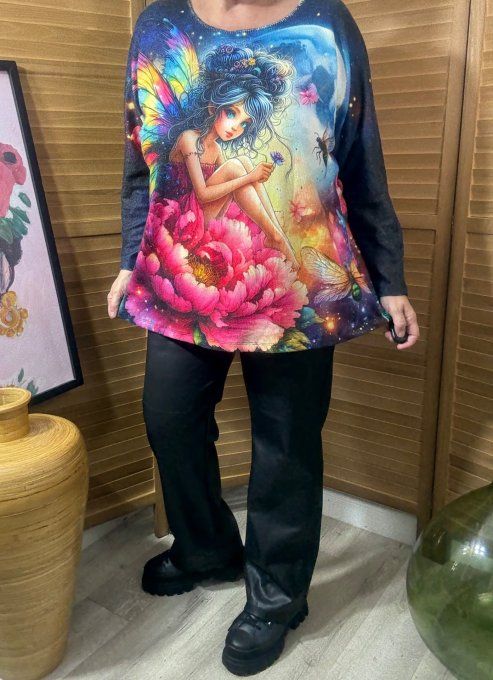 Pull fin ample multicolore La Fée Papillon douceur +++ du 40 au 52 
