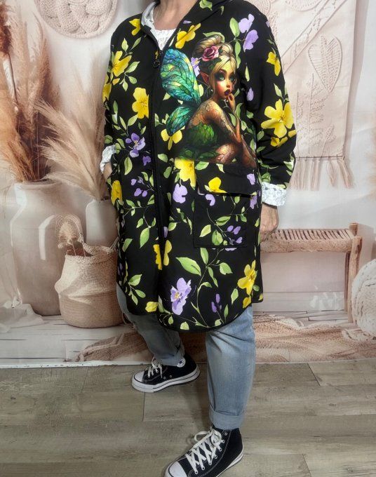 Coupe-vent à capuche déperlant La Fée Clochette du 38 au 50/52 et même + si porté ouvert