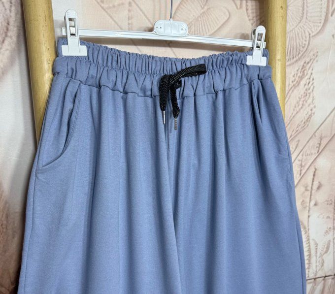 pantalon Palazzo bleu jeans cuisses larges taille élastiquée confort +++ du 40 au 54/56