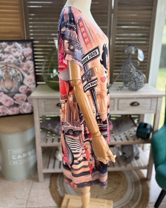 Robe courte ou tunique longue multicolore Betty Boop Bikeuse du 42 au 52 