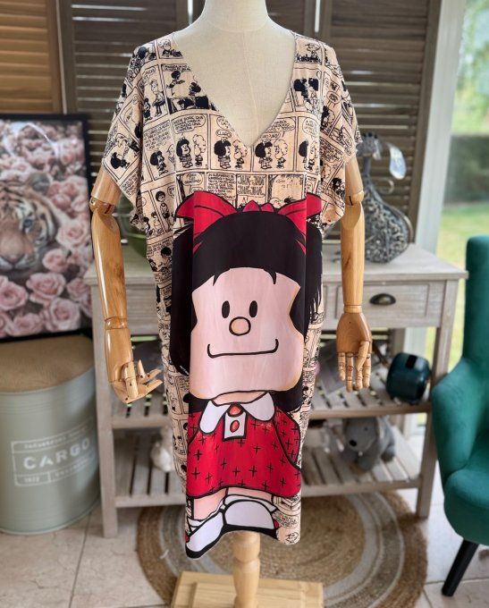 Robe courte ou tunique longue effet BD Comics Mafalda du 42 au 52 