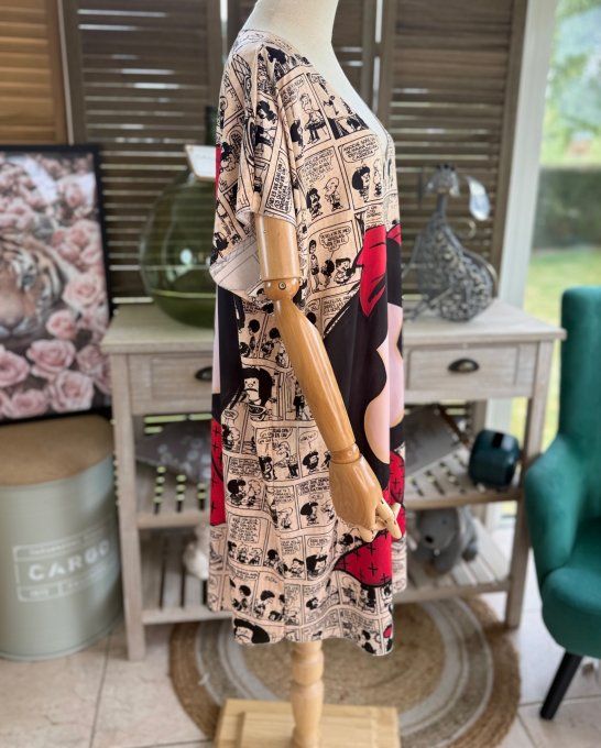 Robe courte ou tunique longue effet BD Comics Mafalda du 42 au 52 