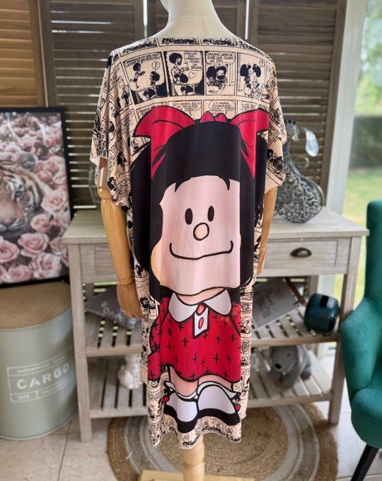 Robe courte ou tunique longue effet BD Comics Mafalda du 42 au 52 