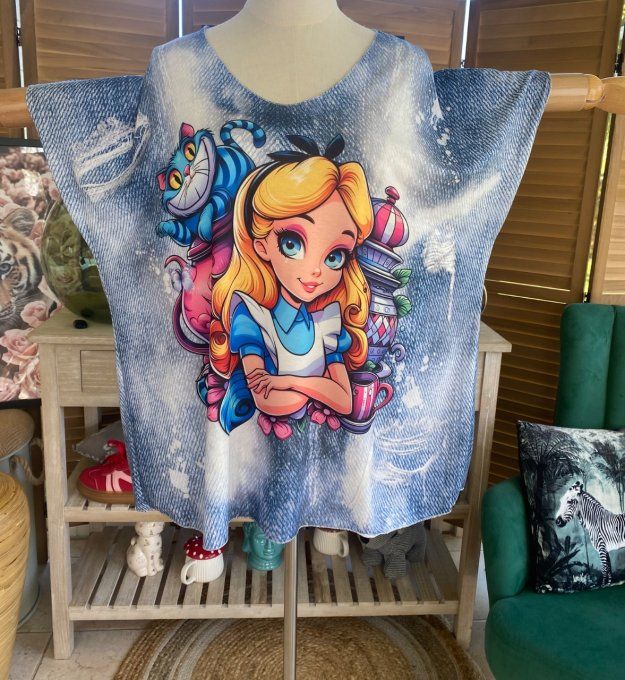 Top fin ample effet jeans délavé Alice au Pays des Merveilles du 40 au 52  