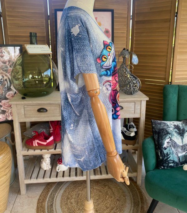 Top fin ample effet jeans délavé Alice au Pays des Merveilles du 40 au 52  