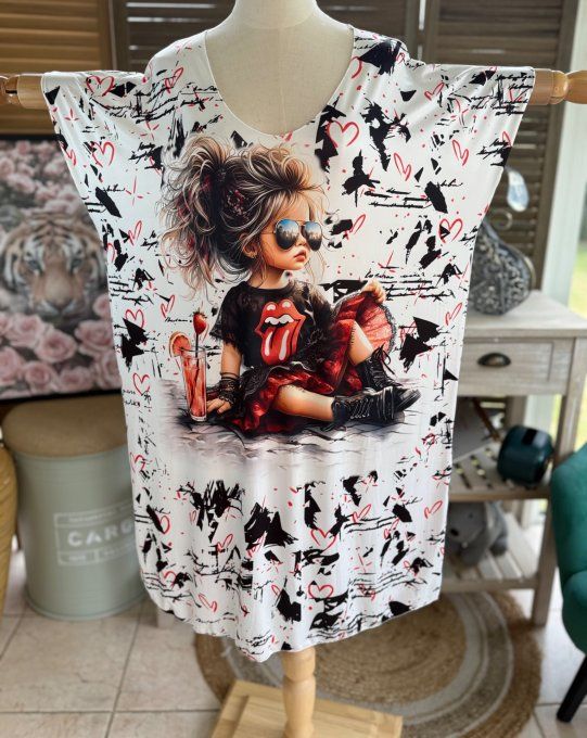 Robe courte ou tunique longue écrue La Fillette Fashion Rock du 42 au 52