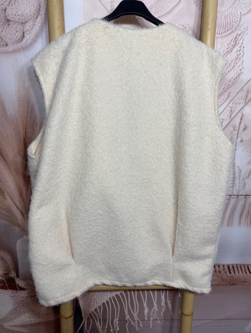 Veste sans manches façon laine bouillie crème du 40 au 50/52 