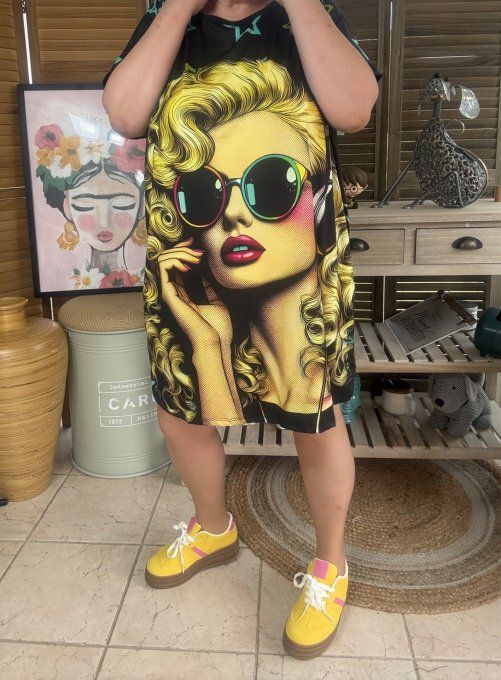 Tunique longue ou robe courte noire The Blond Music Pretty Girl du 40 au 50/52   
