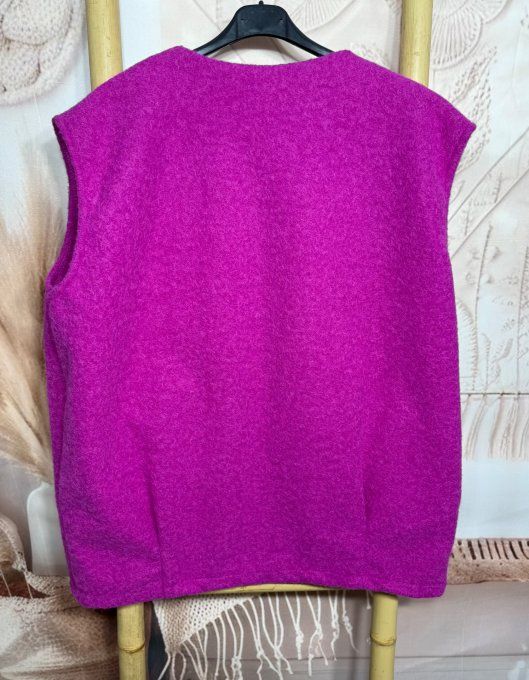 Veste sans manches façon laine bouillie Aubergine du 40 au 50/52