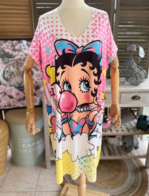 Robe courte ou tunique longue multicolore Betty Boop Bubble du 42 au 52  
