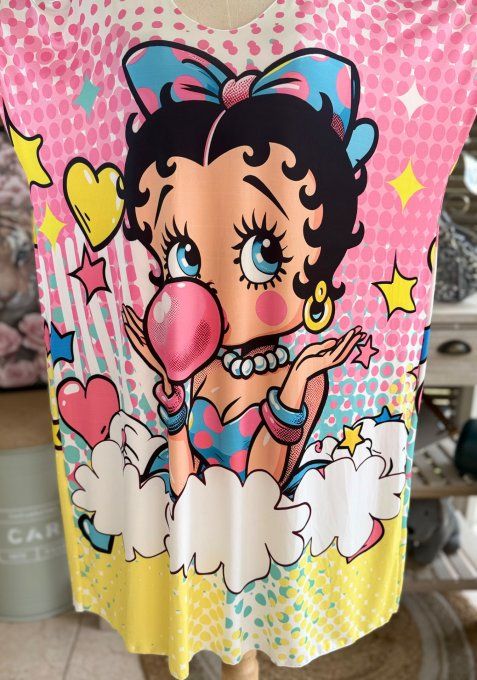 Robe courte ou tunique longue multicolore Betty Boop Bubble du 42 au 52  