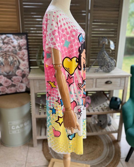 Robe courte ou tunique longue multicolore Betty Boop Bubble du 42 au 52  