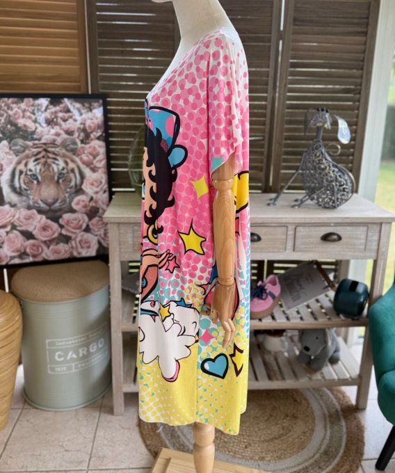 Robe courte ou tunique longue multicolore Betty Boop Bubble du 42 au 52  