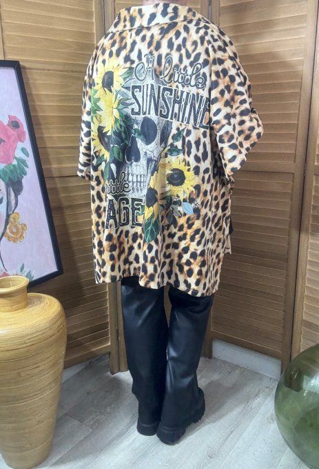 Veste-cape oversize suédine Léopard Skulls & Sunflowers TOUTES TAILLES jusqu'au 60 