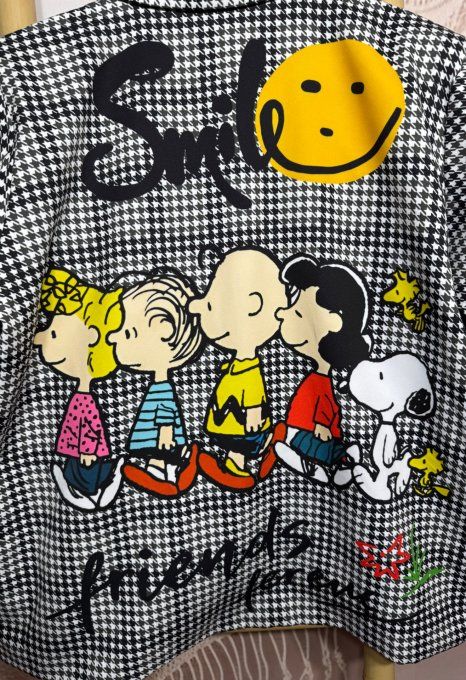 Veste blazer pieds de poule TOUTE DOUBLÉE Snoopy du 42 au 54 et même + si portée ouverte  