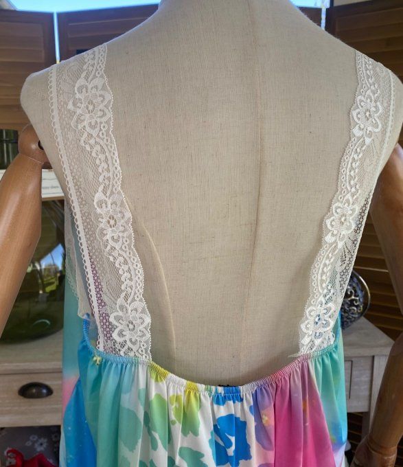 Caraco Débardeur Top trapèze satiné mat & dentelle La Fée Clochette et Stitch du 40 au 52  