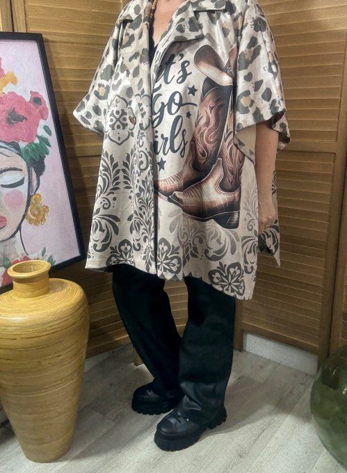 Veste-cape oversize suédine Léopard Country Fashion Addict TOUTES TAILLES jusqu'au 60 