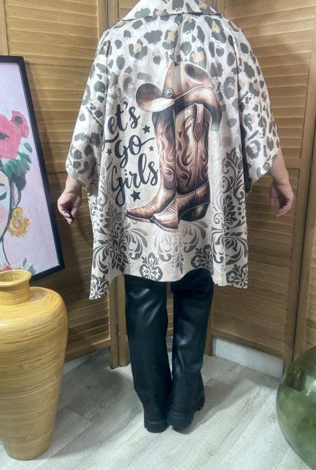 Veste-cape oversize suédine Léopard Country Fashion Addict TOUTES TAILLES jusqu'au 60 
