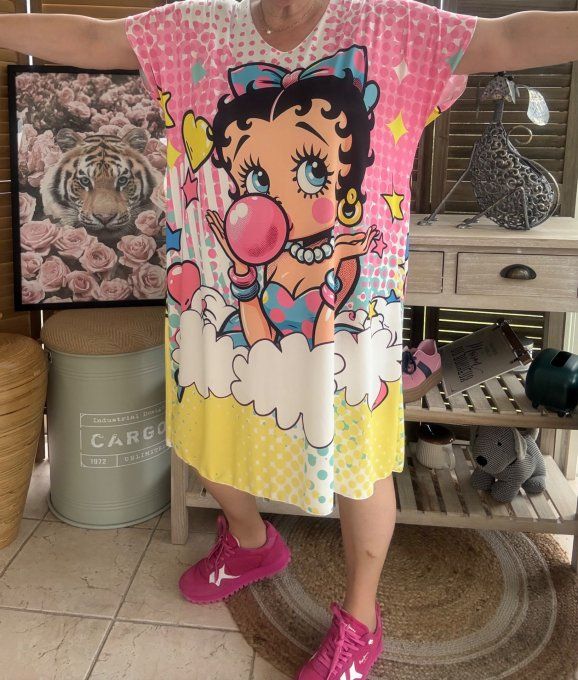 Robe courte ou tunique longue multicolore Betty Boop Bubble du 42 au 52  