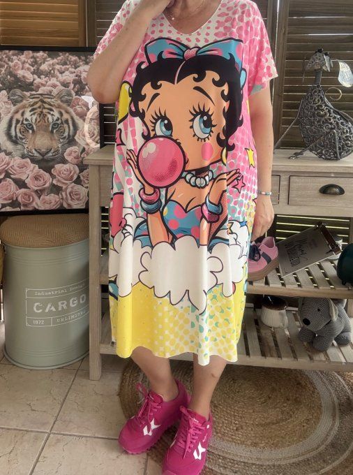 Robe courte ou tunique longue multicolore Betty Boop Bubble du 42 au 52  