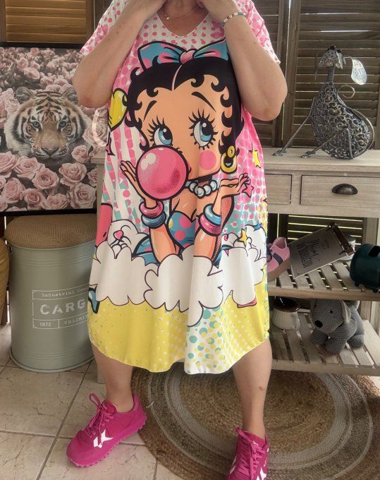 Robe courte ou tunique longue multicolore Betty Boop Bubble du 42 au 52  