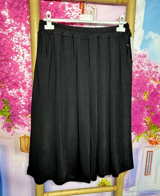 Bermuda Jort noir short long cuisses larges façon Jupe culotte stretch +++ du 38 au 54/56 