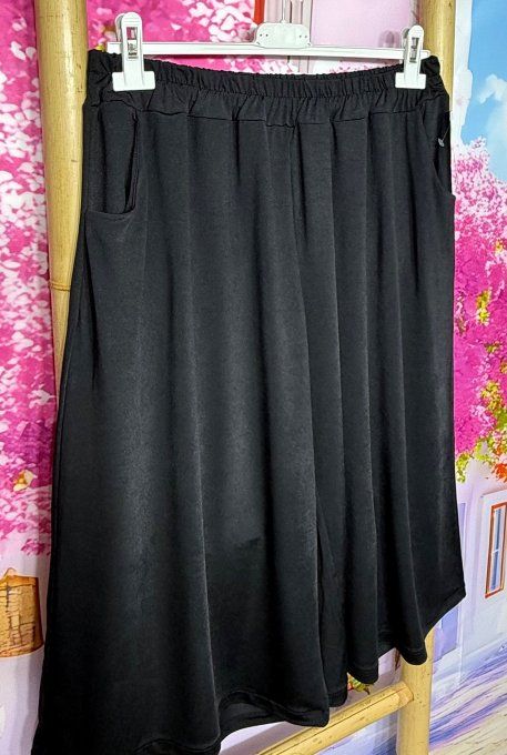 Bermuda Jort noir short long cuisses larges façon Jupe culotte stretch +++ du 38 au 54/56 