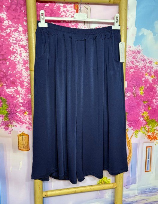Bermuda Jort marine short long cuisses larges façon Jupe culotte stretch +++ du 38 au 54/56 