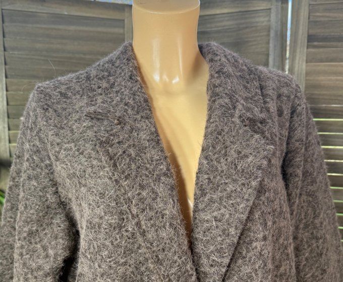 Manteau droit mi-long bouclette Chocolat chiné confort +++ du 36 au 46 et même +  