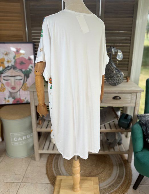 Tunique longue ou robe courte blanche Snoopy & Woodstock Mushroom Field du 40 au 50/52