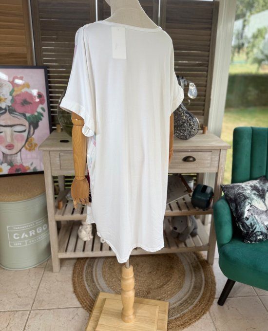 Tunique longue ou robe courte blanche Hello Kitty Harley Davidson Bikeuse du 40 au 50/52  