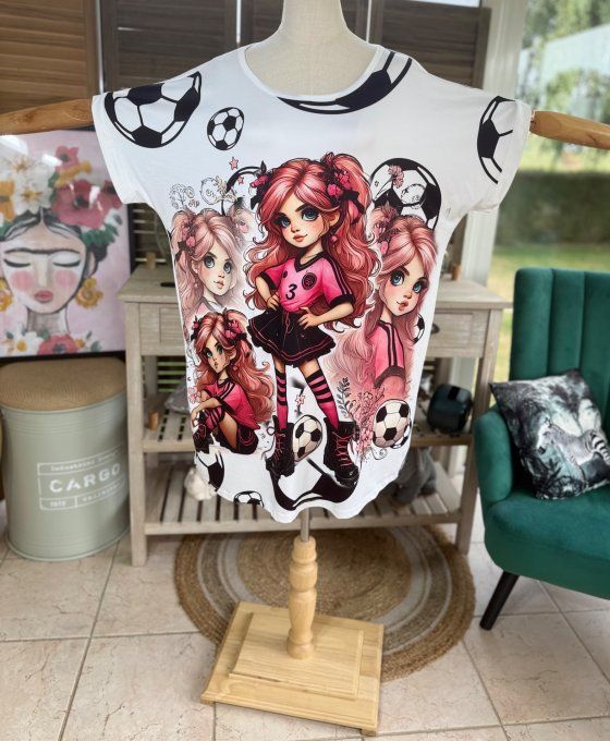 Tunique longue ou robe courte blanche The Girls Football Team du 40 au 50/52