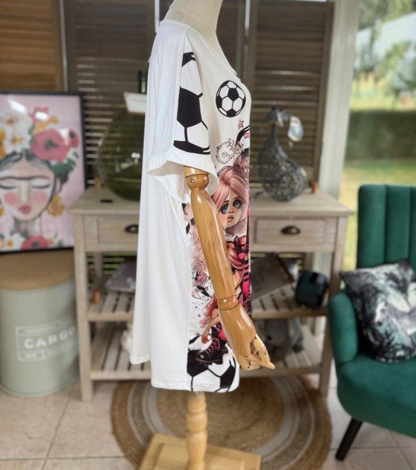 Tunique longue ou robe courte blanche The Girls Football Team du 40 au 50/52