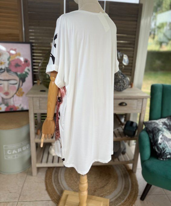 Tunique longue ou robe courte blanche The Girls Football Team du 40 au 50/52