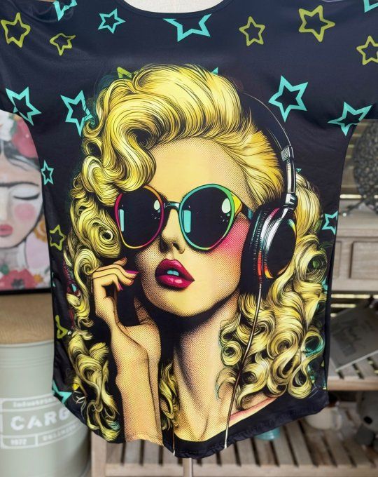 Tunique longue ou robe courte noire The Blond Music Pretty Girl du 40 au 50/52   