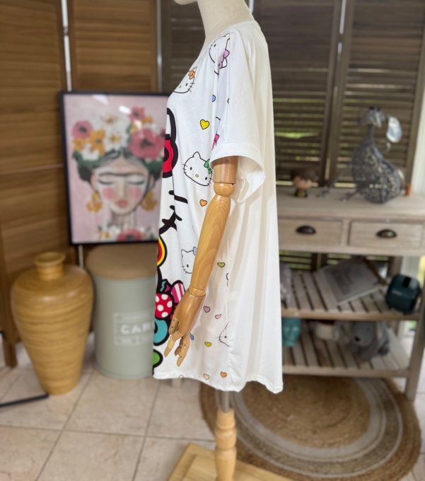 Tunique longue ou robe courte blanche My Pretty Hello Kitty du 40 au 50/52 